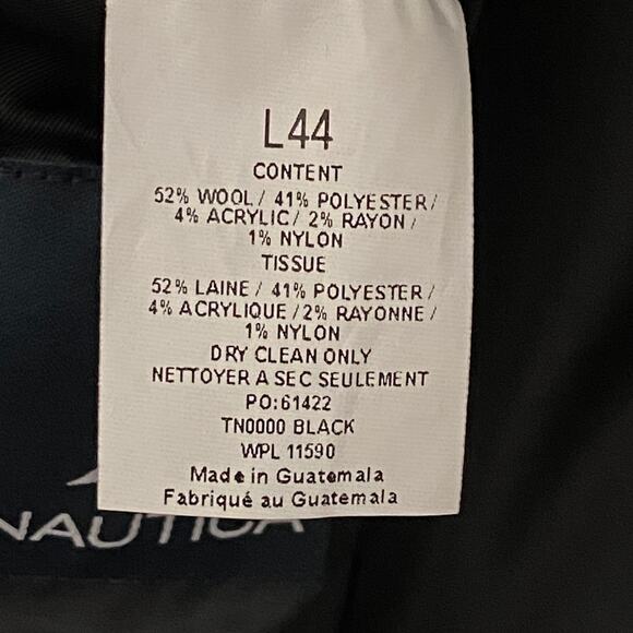 Nautica Men's 44 Long Overcoat Double-Breasted Wool Blend Lined Solid Black NEW - Picture 8 of 9